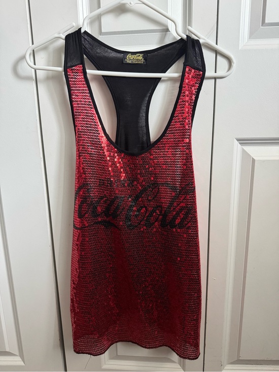 Coca Cola Tops - Coca-Cola Red Sequin Racerback Tank with Black Logo